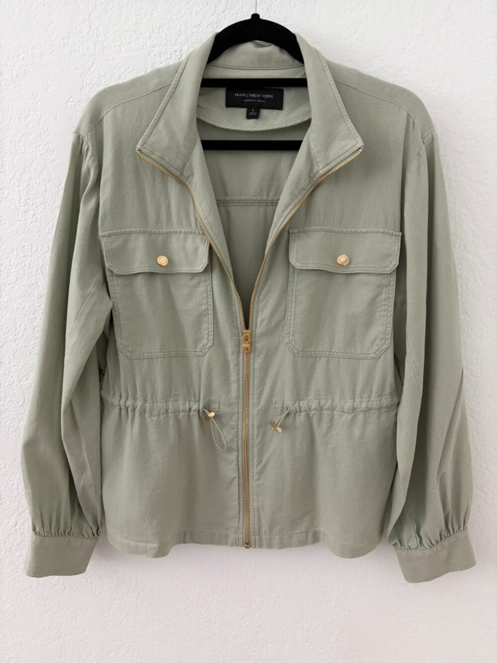 Marc New York Andrew Marc Green Linen Utility Jacket